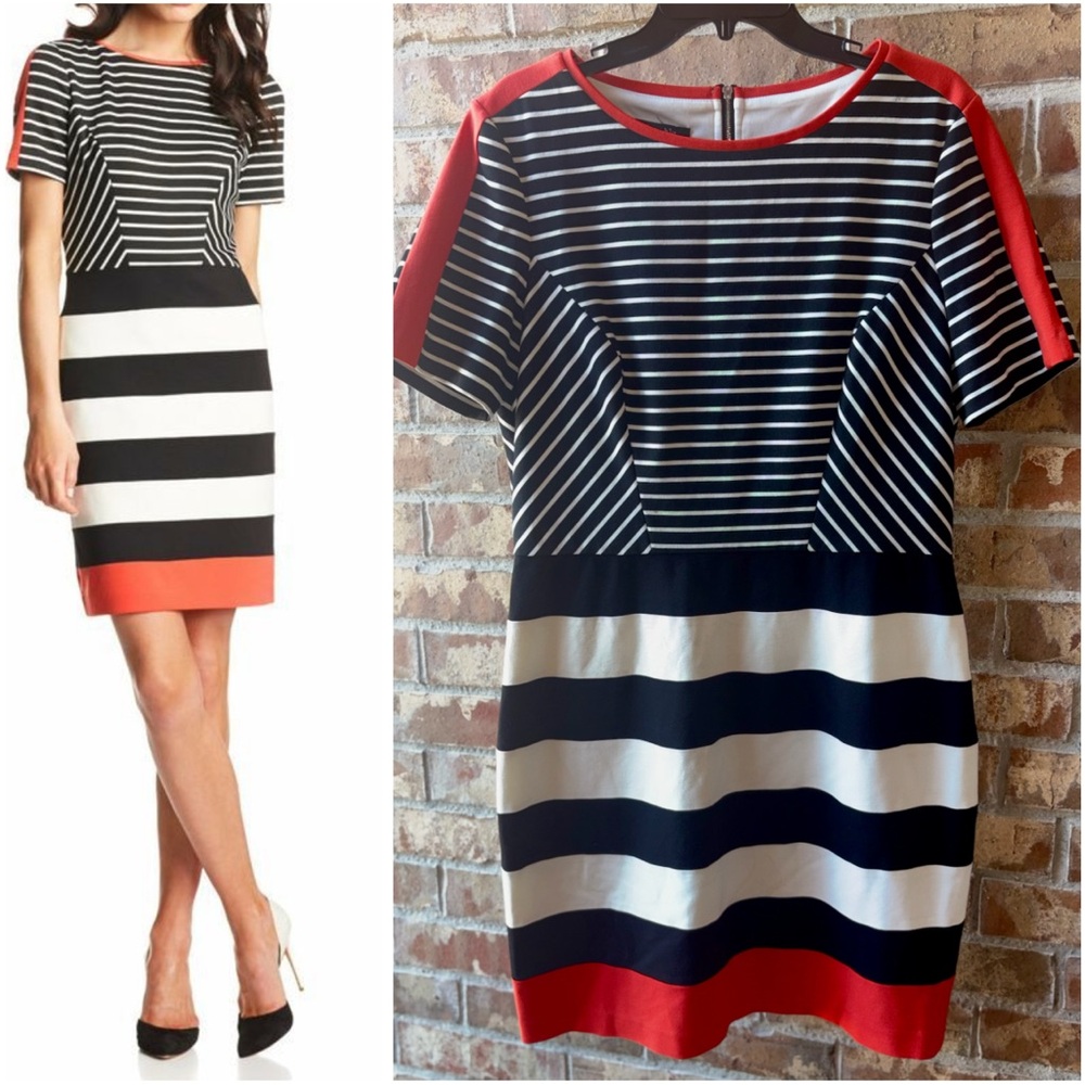 Ivy & Blu Black and White Striped A-Line Dress size 16